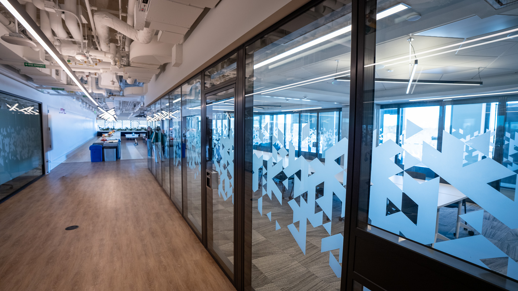 Acousti-Clear glass with custom frit pattern